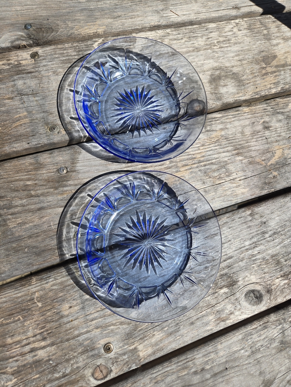 Vintage Fostoria For Avon Blue Classic Set Of 2 Bowls